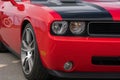 Front view of an red american muscle car Royalty Free Stock Photo