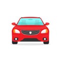 Front view red car in flat style isolated on white background. Vector illustration EPS 10 Royalty Free Stock Photo