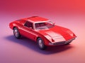 front view of a red car isolated on gradient red background 3d transportation Royalty Free Stock Photo