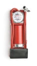 Front view of red car tyre foot pump Royalty Free Stock Photo