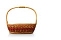 Front view red and gold weave wooden basket on white background, object, vintage, copy space Royalty Free Stock Photo