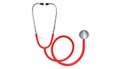 Front View of Red Nurse Stethoscope Medical Health Care Symbol. Stethoscope Medicine Equipment Icon. 3d Renderign