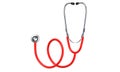 Front View of Red Nurse Stethoscope Medical Health Care Symbol. Stethoscope Medicine Equipment Icon. 3d Renderign Design