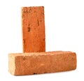Front view of red or orange bricks in stack isolated on white background with clipping path Royalty Free Stock Photo