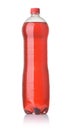 Front view of red soda plastic bottle