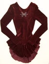 Red Figure Skating Dress with Crystals - Front View