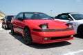 Front view of a red vintage first-generation Mitsubishi Eclipse sports car Royalty Free Stock Photo