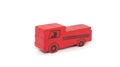 Front view of a red wooden toy truck on a white background Royalty Free Stock Photo