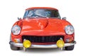 Front view retro red car isolated on white Royalty Free Stock Photo
