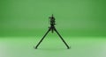 Detailed Front View of a Military Heavy Machine Gun on Tripod, Isolated on Vibrant Green Screen Royalty Free Stock Photo