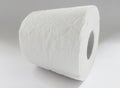 Front view of roll of white toilet paper isolated on white background. Maximum hygiene with this soft, resistant and long