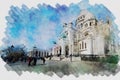 Montmartre, SacrÃÂ©-coeur basilica watercolor painting