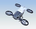 Front view of self-driving passenger drone flying in the sky Royalty Free Stock Photo