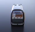 Front view of self-driving shuttle bus on black background