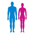 Front view silhouettes of man and woman. Royalty Free Stock Photo