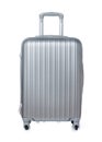 Front view of silver travel suitcase Royalty Free Stock Photo