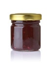 Front view of small blackberry jam jar Royalty Free Stock Photo