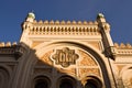 Front view of the Spanish synagogue Spanelska Synagoga facade in moorish style with beautiful decorated windows Prague Royalty Free Stock Photo