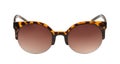 Front view of spotted brown framed sunglasses