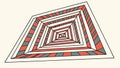 Front View of a Square Pyramid Maze, Highlighting Intricate Pathways, vector design Generative AI Royalty Free Stock Photo