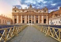 Front view St Peters Basilica. Panorama Square.