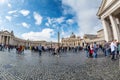 Front view of St. Peters basilica from St. Peter`s square in Vatican Royalty Free Stock Photo