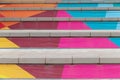 Front view of Stair with steps painted in abstract colorful. Royalty Free Stock Photo