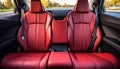 Front view of a stylish modern luxury car with comfortable red leather back passenger seats Royalty Free Stock Photo