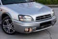 Front View of Subaru Legacy Lancaster japanese car in beige color on the parking Royalty Free Stock Photo