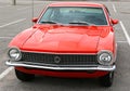 Front View of Super Orange 1965 Ford Maverick Antique Car Royalty Free Stock Photo