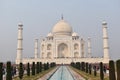 Front View of Taj Mahal, built by the Mughal emperor Shah Jahan as a mausoleum for his beloved wife Mumtaz Mahal