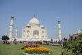 Front View of Taj Mahal Gardens in Agra, India