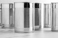 front view tall tin cans. High quality photo