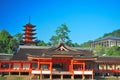 Front view of temple architecture and pagoda Royalty Free Stock Photo