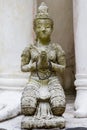 Front view of Thai angel statue in temple Royalty Free Stock Photo