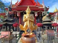 Front view Thao Wessuwan at Chulamanee Temple on church and sky background. Samut Songkhram province. Landmarks Thailand