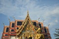 Front view Thao Wessuwan. church background at Chulamanee Temple. Samut Songkhram province. Landmarks Thailand