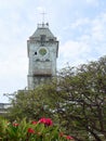 Front view to the Clock tower of House of Wonders, Stone Town, Zanzibar. Royalty Free Stock Photo