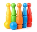 Toy plastic bowling pins and balls set