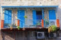 Front view traditional house shutters balcony, Old Jaffa, Tel Aviv