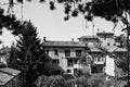 Front view of a traditional italian brick house of a medieval village Italy, Europe Royalty Free Stock Photo