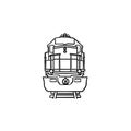 Front view of train hand drawn outline doodle icon.