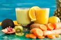 Front view of two glasses with detox smoothies Royalty Free Stock Photo