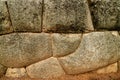 Front View of Unique Inca Stonework of Sacsayhuaman Citadel Stone Wall, UNESCO World Heritage Site in Cusco, Peru Royalty Free Stock Photo