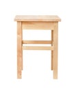 Front view of unpainted wood square stool