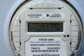 Closeup view of a house electrical meter