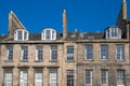 Front view of vintage facades in Edinburgh