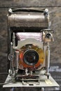 Front view of vintage large format bellow camera Loyd 8x10 manufactured in years 1910