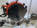 Front view of waterproof underwater scuba diving camera housing Practica Marine