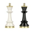 Front view of white and black chess kings